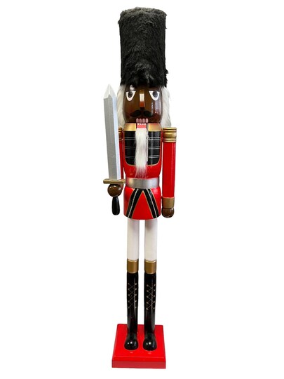 47.25" ~4ft Tall Life-Size Large/Giant Blue Glitter Christmas Wooden Nutcracker King African/Black